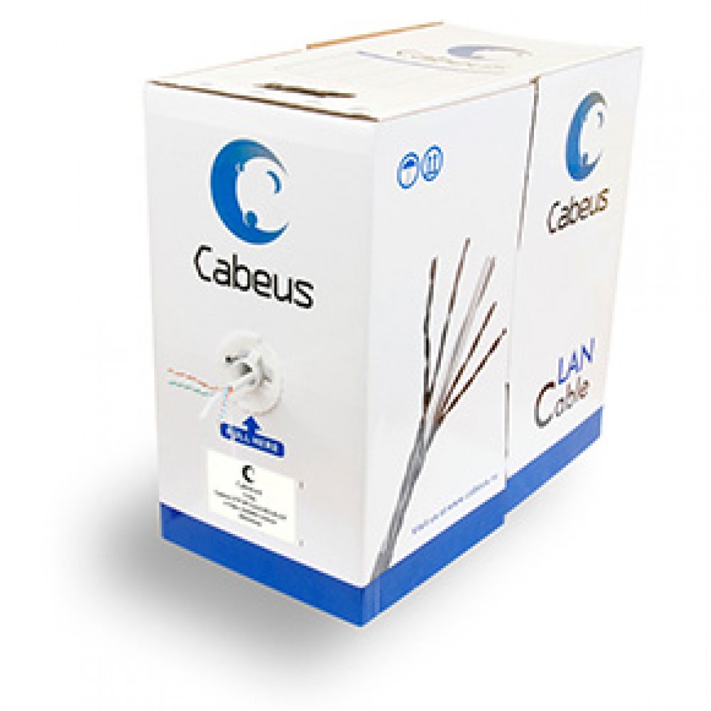 Cabeus UTP-4P-Cat.6-SOLID-GY Кабель витая пара UTP (U/UTP), категория 6, 4 пары 0,57мм (23 AWG), одножильный, серый (305 м) UTP-4P-Cat.6-SOLID-GY