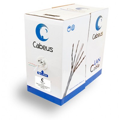 Cabeus UTP-4P-Cat.5e-SOLID-GY Кабель витая пара UTP (U/UTP), категория 5e, 4 пары (24 AWG), одножильный, PVC нг(А)-LS,серый (305 м)