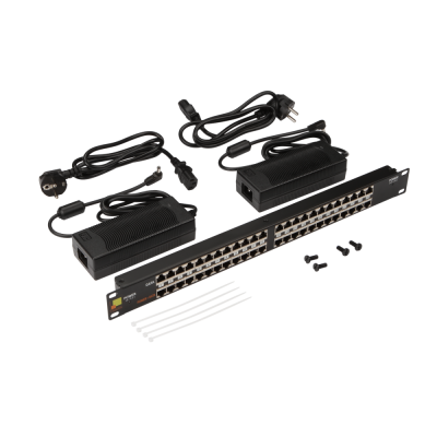 Lanmaster LAN-PP24-POE/A2 Панель POE 19, 24 порта, с двумя блоками питания 48V, 120W