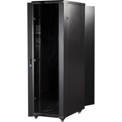 Шкаф 19 Business, 22U 600x800, черный, передняя дверь стекло, задняя дверь распашная металл