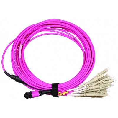 Lanmaster LAN-12M-12LC/OM4-1.0 Сборка кабельная MPO-12LC 12 волокон OM4LSZH 1м розовая