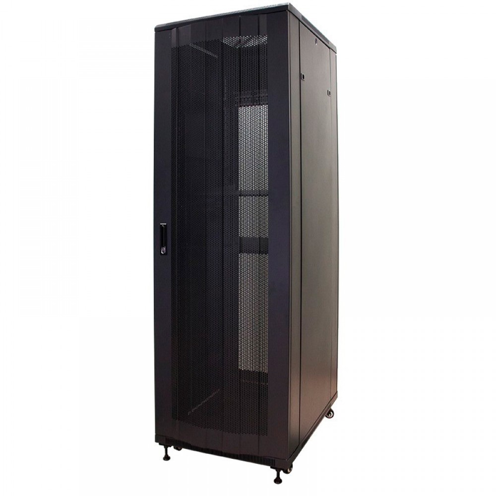 Шкаф серверный TopLAN 42U 600x1000, перфорированные двери, ножки, черный TOP-MDX-R-42U60-100-PP-BK