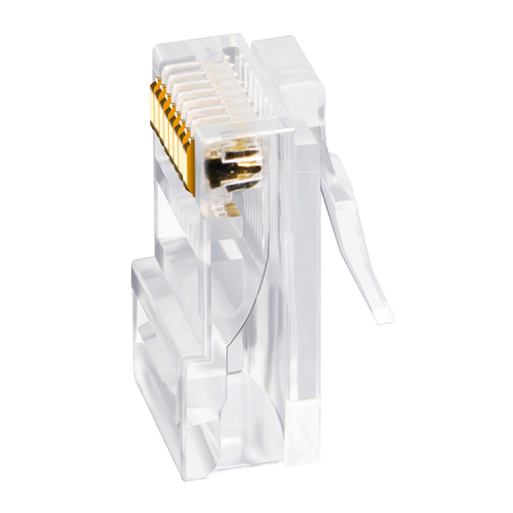 Lanmaster LAN-EZ45-8P8C/S6-100 Коннектор RJ45 тип EZ, 8P8C, STP, Cat.6, универсальный, со вставкой, покрытие 50 микрон,100 шт.