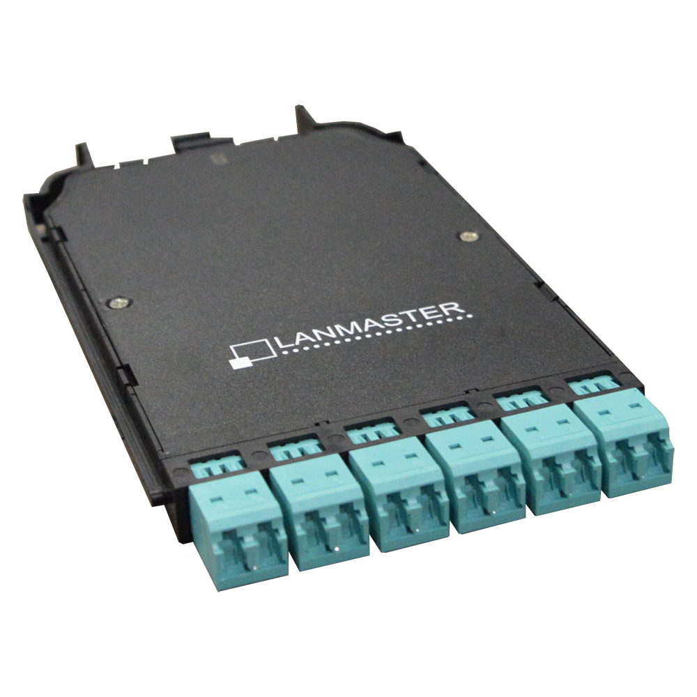 Lanmaster LAN-MCCB-1M-12LC/OM3 Компактная MPO кассета OM3, 12xLC, тип B, низкие потери, черная