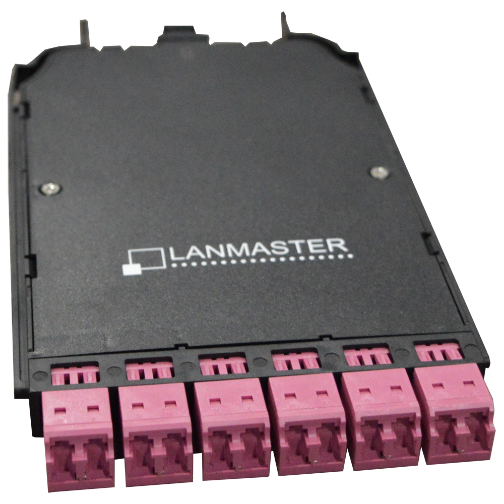 Lanmaster LAN-MCCB-1M-12LC/OM4 Компактная MPO кассета OM4, 12xLC, тип B, низкие потери, черная