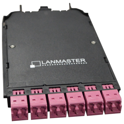 Lanmaster LAN-MCCB-1M-12LC/OM4 Компактная MPO кассета OM4, 12xLC, тип B, низкие потери, черная