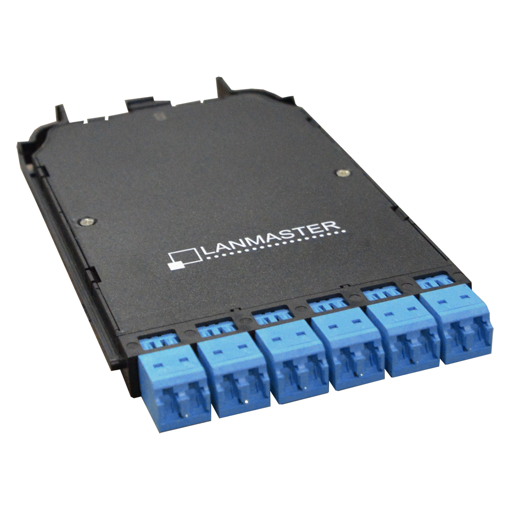 Lanmaster LAN-MCCB-1M-12LC/OS2 Компактная MPO кассета OS2, 12xLC, тип B, низкие потери, черная