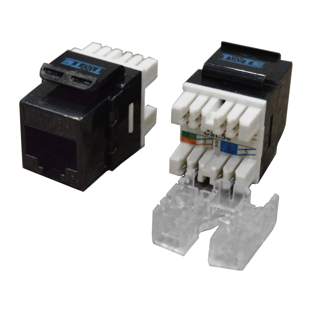 Модуль Keystone RJ45, кат.5e, UTP, 180 градусов, черный, TWT-OK45UTP180/5E-BK