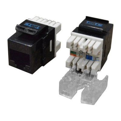 Модуль Keystone RJ45, кат.5e, UTP, 180 градусов, черный, TWT-OK45UTP180/5E-BK