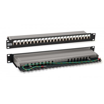 PP3-19-24-8P8C-C5E-SH-110D Патч-панель 19, 1U, 24 порта RJ-45 полн. экран., категория 5e, Dual IDC, ROHS, цвет черный Hyperline