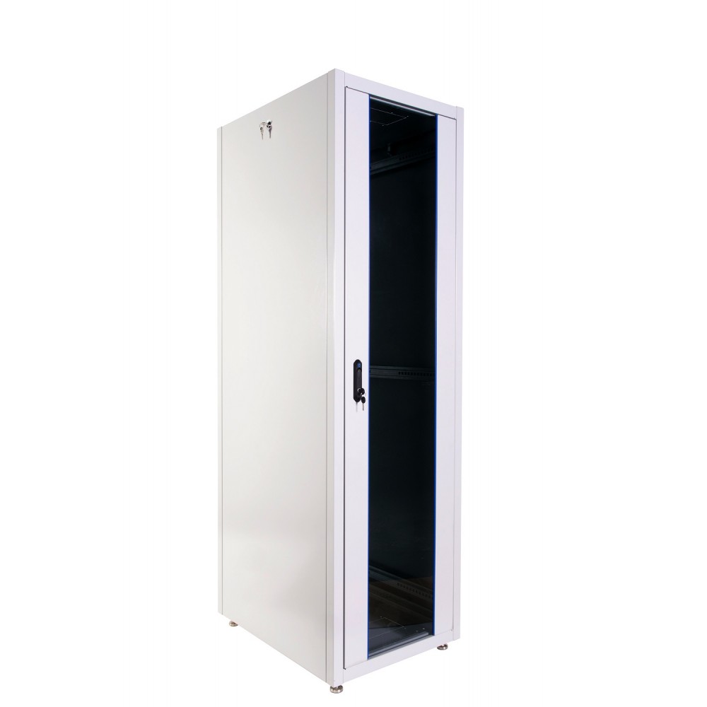 Шкаф серверный напольный ЦМО ШТК-Э, IP20, 42U, 1987х600х800 мм (ВхШхГ), дверь: перфорация, боковая панель: сплошная, разборный, цвет: серый