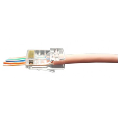 PLEZ-8P8C-U-C5-100 Разъем легкой оконцовки RJ-45 (8P8C) под витую пару, категория 5e (50 µ/ 50 микродюймов), универсальный (для одножильного и многож