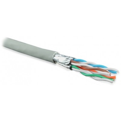 UFTP4-C6A-S23-IN-LSZH-GY-500 (500 м) Кабель витая пара U/FTP, кат. 6a (10GBE), 4 пары (23AWG), одножильный (solid), каждая пара в экране, бе Hyperline