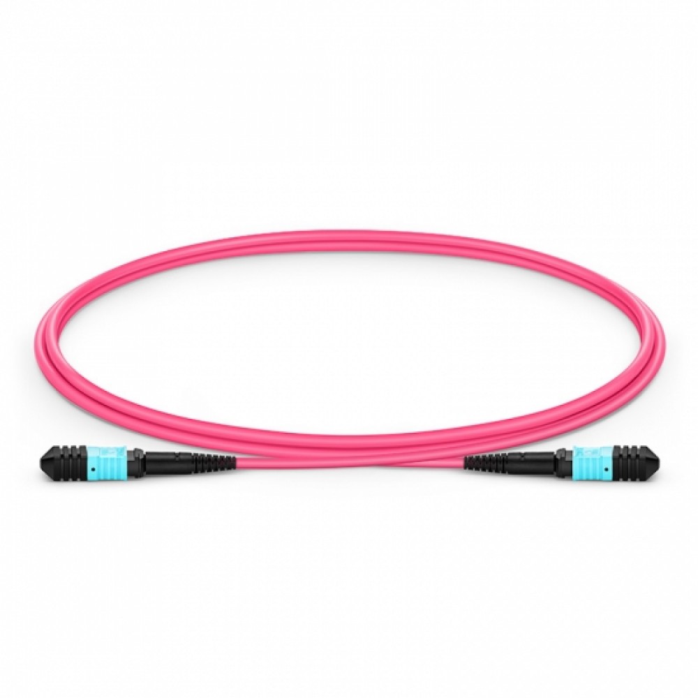 Сборка кабельная TopLan MPO-MPO, 12 волокон OM4, тип B (Key Up-Key Up), низкие потери, LSZH, 100 м, пурпурный