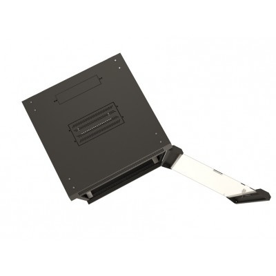 TWB-0966-GP-RAL9004 Шкаф настенный 19-дюймовый (19), 9U, 500x600х600мм, стеклянная дверь с перфорацией по бокам, ручка с замком, цвет черны Hyperline