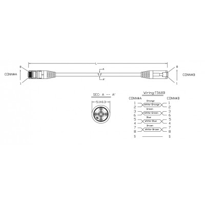 PC-LPM-STP-RJ45-RJ45-C5e-5M-LSZH-YL  Патч-корд F/UTP, экранированный, Cat.5е (100% Fluke Component Tested), LSZH, 5 м, желтый Hyperline