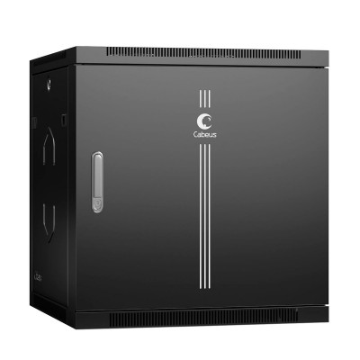 Cabeus SH-05F-12U60/60m-R-BK Шкаф телекоммуникационный настенный разобранный 19 12U 600x600x635mm (ШхГхВ) дверь металл, цвет черный (RAL 9004)