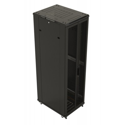 TTB-4288-DD-RAL9004 Шкаф напольный 19-дюймовый, 42U, 2055x800х800 мм (ВхШхГ), передняя и задняя распашные перфорированные двери (75%), ручка Hyperline