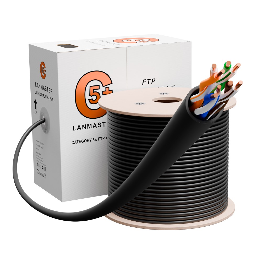 Lanmaster LAN-5EUTP-LSZH-BK Кабель UTP, 4 пары, Кат. 5e, LSZH, черный, 305м в кат., LANMASTER