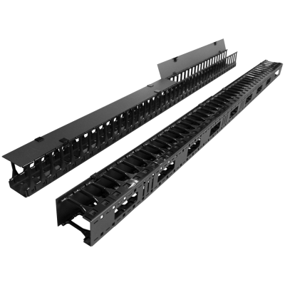 Вертикальные органайзеры с пластиковыми пальцами 149 мм, 47U, для шкафов Business шириной 800 мм, 2 шт., черные TWT-CBB-DVO-47U/M