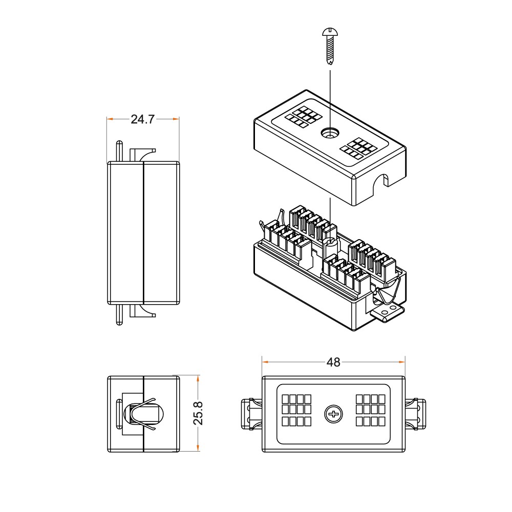 Проходной адаптер (coupler), Dual IDC, категория 5e, 4 пары, экранированный Hyperline