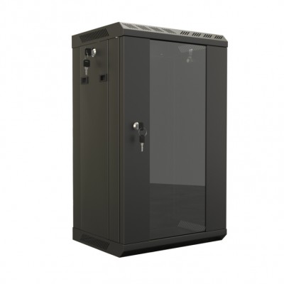 TDB-6U-GP-RAL9004 Шкаф настенный 10'', 6U, 366,5х390х300, уст. размер 254 мм, со стеклянной дверью, открывающиеся стенки, возможность устано Hyperline