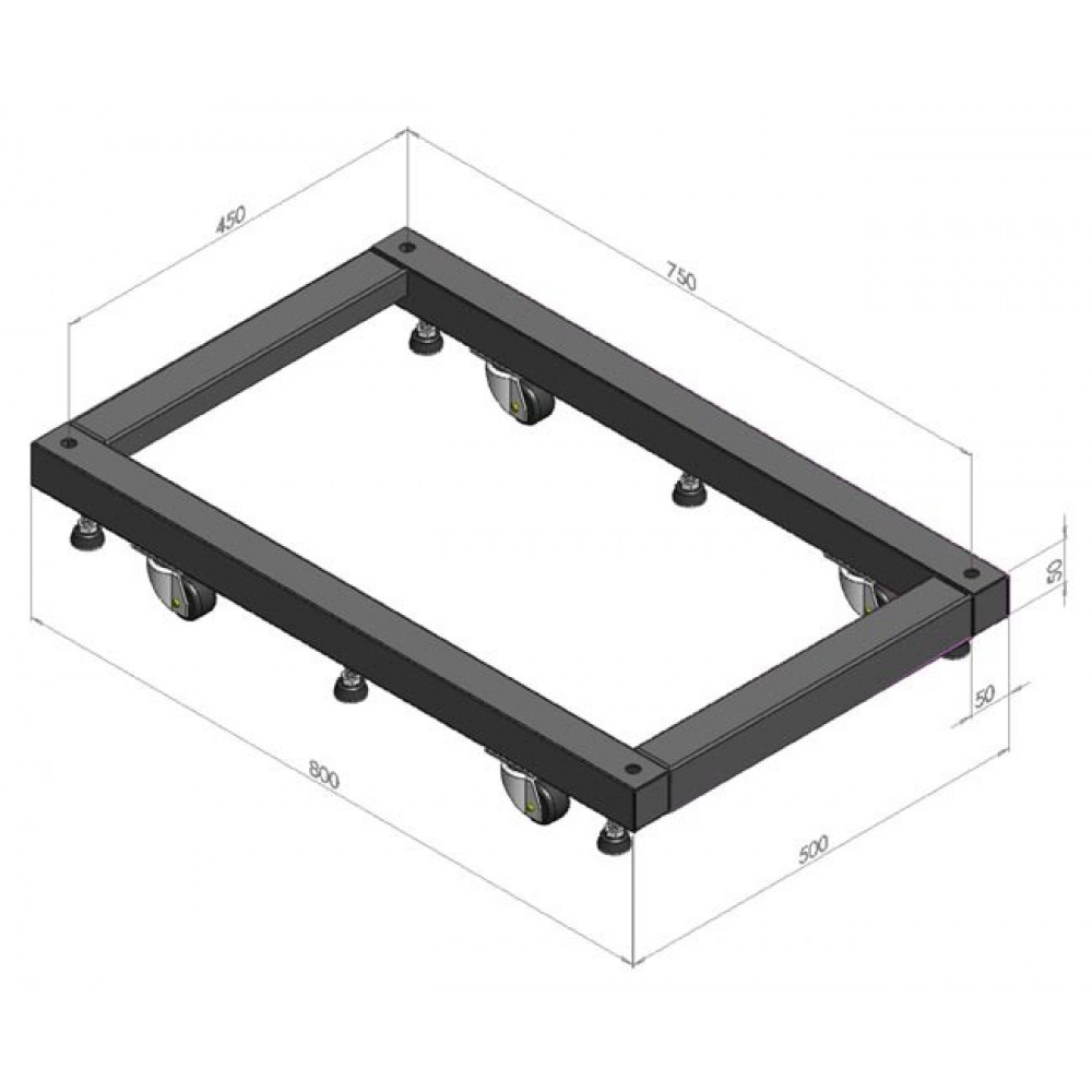 ORV-BSM-600 Основание для стоек ORV2 и ORV2A глубиной 600 мм, для установки стойки на ножки и ролики (в комплекте 6 ножек и 2 ролика + 2 ролика с торм