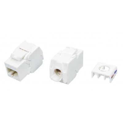 KJ8-8P8C-C6A-180-TLS-WH Вставка Keystone Jack RJ-45(8P8C), категория 6a (10G), тип 180 градусов, Toolless, белая Hyperline