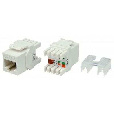 KJ8-8P8C-C6A-180-WH Вставка Keystone Jack RJ-45(8P8C), категория 6a (10G), тип 180 градусов, белая Hyperline