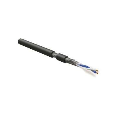 RS-SF-1x2x22/7-PVC-BK (500 м) Кабель интерфейса RS-485, экранированный SF/UTP, 1 пара 24 AWG, 1х2х0,61 мм, многопроволочные жилы (patch) 7х0.20 мм, PV