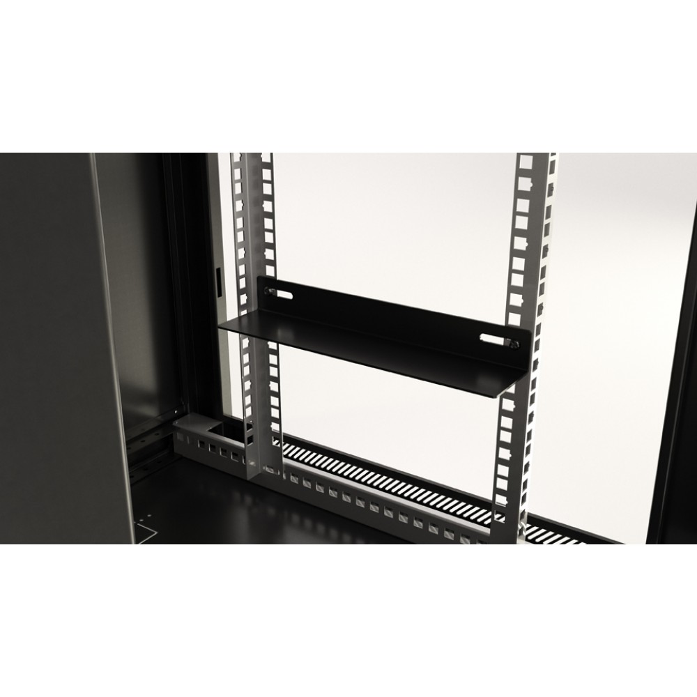 TWB-0945-SR-RAL9004 Шкаф настенный 19-дюймовый (19';), 9U, 500x600х450мм, металлическая передняя дверь с замком, две боковые панели, цвет черный (RAL