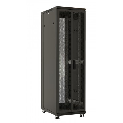 TTB-3281-DD-RAL9004 Шкаф напольный 19-дюймовый, 32U, 1610х800х1000 мм (ВхШхГ), передняя и задняя распашные перфорированные двери (75%), ручка с замком