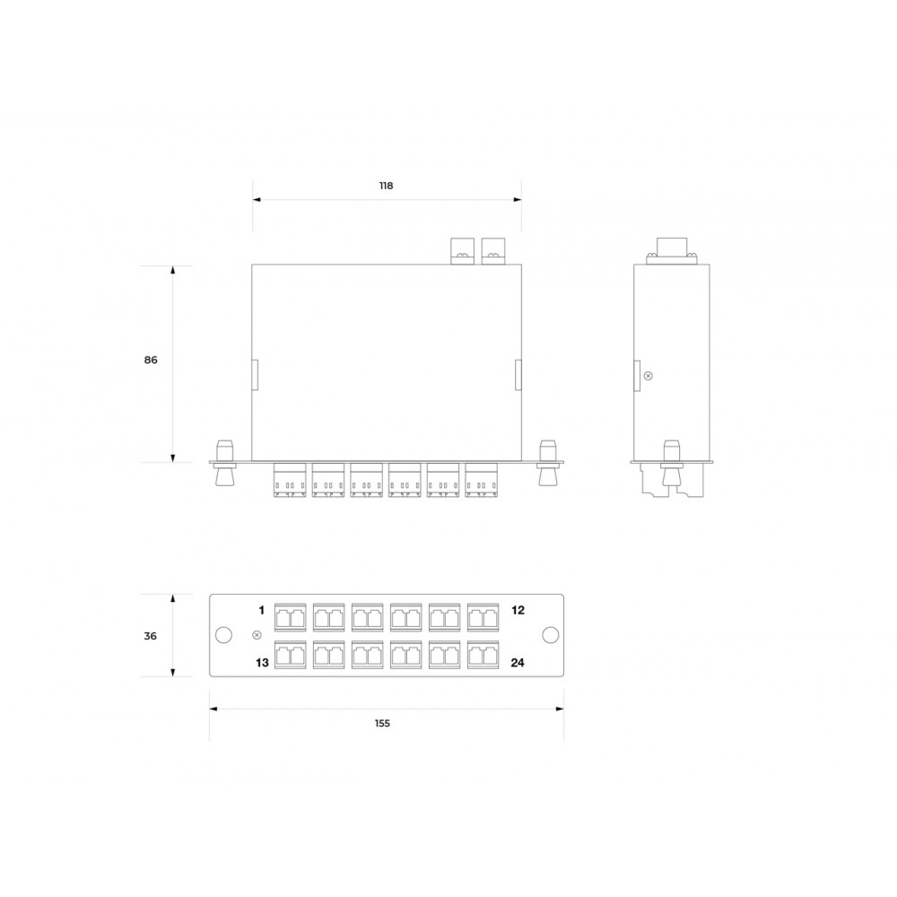 FO-CSS-W-503-2MTPM-12DLC Волоконно-оптическая кассета MTP (c направляющими штырьками), 12DLC, 24 волокна, OM3, 10Gig, W-тип Hyperline