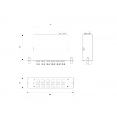 FO-CSS-W-503-2MTPM-12DLC Волоконно-оптическая кассета MTP (c направляющими штырьками), 12DLC, 24 волокна, OM3, 10Gig, W-тип Hyperline