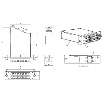 FO-CSS-W120H32-9-2MTPM-24LC-BL Волоконно-оптическая кассета MTP (папа), 120x32 мм, 24LC адаптера (цвет синий), 24 волокна, OS2, 10Gig Hyperline