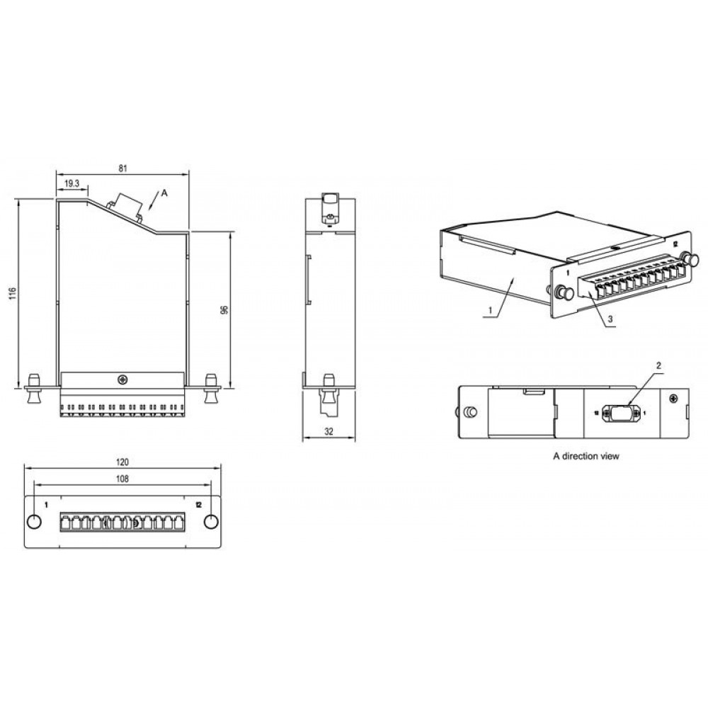 FO-CSS-W120H32-9-1MTPM-12LC-BL Волоконно-оптическая кассета 1xMTP (папа), 120x32 мм, 12LC адаптеров (цвет синий), 12 волокон, OS2, 10Gig Hyperline