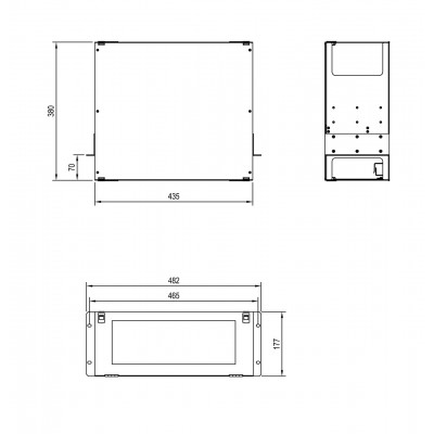 FO-19BX-4U-F2-12xSLT-W120H32-EMP Патч-панель 19” универсальная, пустой корпус, 4U, фиксированная рама вертикальная, 12 вертикальных слотов, вмещает 12