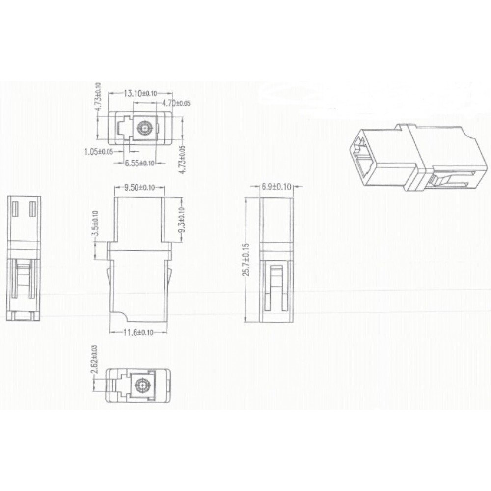 FA-P00Z-LC/LC-N/WH-BG Оптический проходной адаптер LC-LC, MM, simplex, корпус пластиковый, бежевый, белые колпачки Hyperline