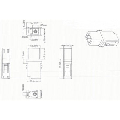 FA-P00Z-LC/LC-N/WH-BG Оптический проходной адаптер LC-LC, MM, simplex, корпус пластиковый, бежевый, белые колпачки Hyperline