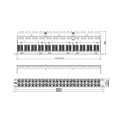 PPHD-19-48-8P8C-C6A-110D Патч-панель высокой плотности 19';, 1U, 48 портов RJ-45, неэкранированная, категория 6A, Dual IDC Hyperline