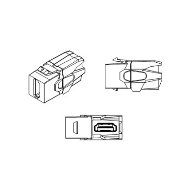 KJ1-HDMI-AV18-WH Вставка формата Keystone Jack с проходным адаптером HDMI 2.0 (Type A), 90 градусов, ROHS, белая Hyperline