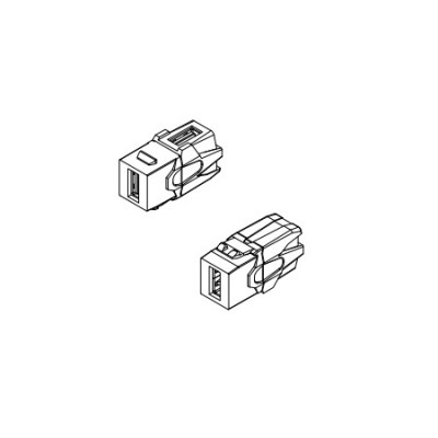 KJ1-USB-VA2-BK Вставка формата Keystone Jack с проходным адаптером USB 2.0 (Type A), 90 градусов, ROHS, черная Hyperline