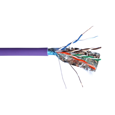 Кабель FTP, 4 пары, Кат. 5e, нг(А)-LS, IEC 60332-3, фиолетовый, 305м в кат., TWT-5EFTP-NGLS