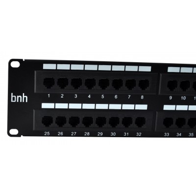 Коммутационная патч-панель BNH, 19, 1HU, портов: 48 х RJ45, кат. 5е, универсальная, неэкр., цвет: чёрный, (B100.1-48-5E-UNB)