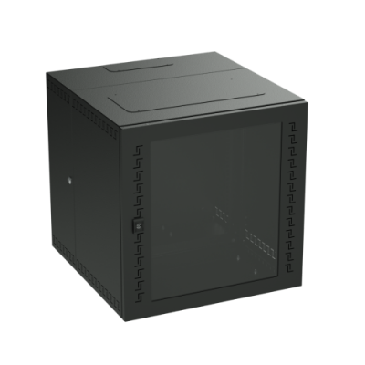 DKC-R5STI1265GSB Шкаф телекоммуникационный навесной, трехсекционный, 12U (600х600х650) дверь стекло, цвет черный RAL 9005