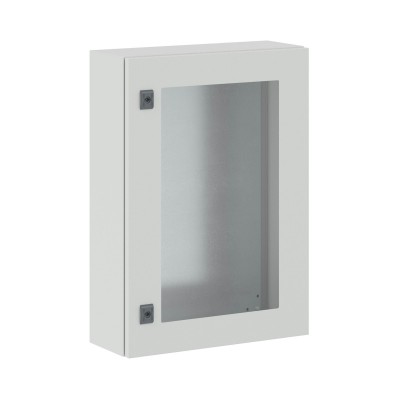 DKC-R5CEX0752 Навесной шкаф серии CE, 700х500х200мм (ВхШхГ), с прозрачной дверью, с монтажной панелью, IP55, использование вне помещений, цвет серый R