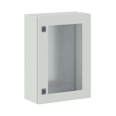 DKC-R5CEX0759 Навесной шкаф серии CE, 700х500х250мм (ВхШхГ), с прозрачной дверью, с монтажной панелью, IP55, использование вне помещений, цвет серый R