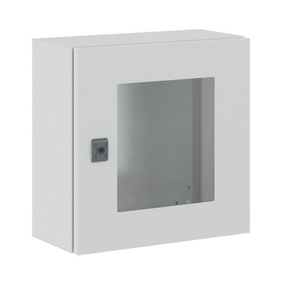 DKC-R5CEX0442 Навесной шкаф серии CE, 400х400х200мм (ВхШхГ), с прозрачной дверью, с монтажной панелью, IP55, использование вне помещений, цвет серый R