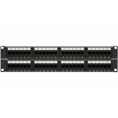DKC-RN5PPU242 Патч-панель 19, 2U, 48 портов RJ45, категория 5e, неэкранированная, цвет черный