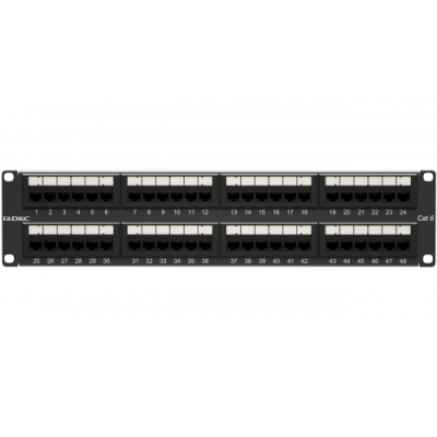 DKC-RN6PPU242 Патч-панель 19, 2U, 48 портов RJ45, категория 6, неэкранированная, цвет черный
